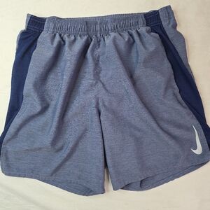 Nike Dri-Fit Blue Shorts Built in Briefs Adjustable Elastic Waist Media Pocket M